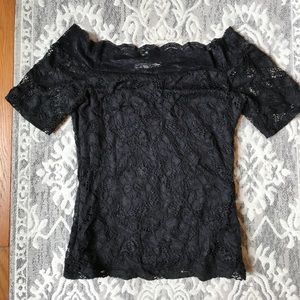 Black Lace Overlay Top
